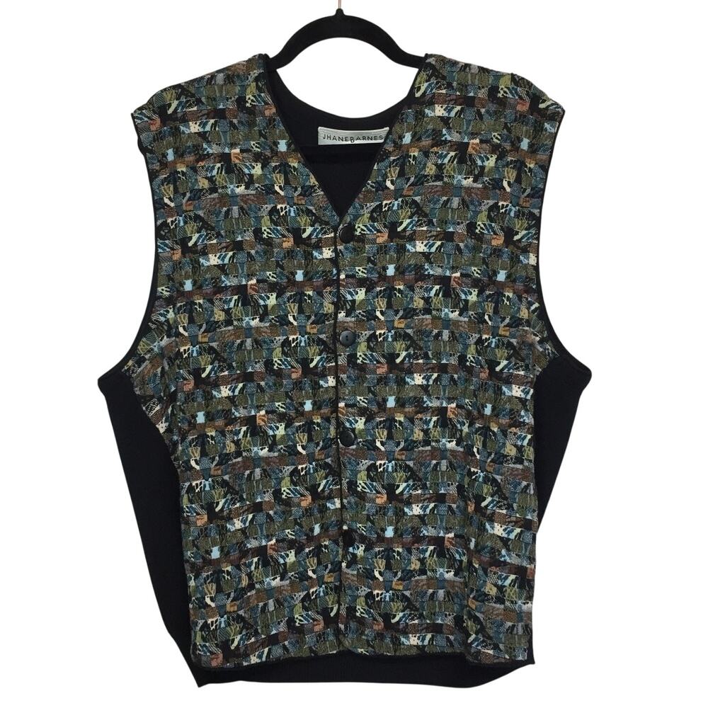 Jhane Barnes Vtg Men’s Sweater Vest 80s/90s Wool Blend Medium V-Neck Button Up